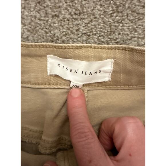 Risen High Rise Women's Distressed Jeans in Sand, 7/28 - Picture 6 of 9